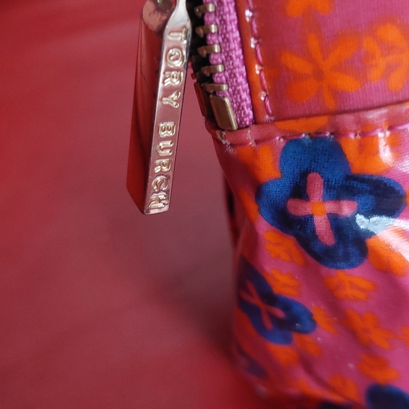 Tory Burch Red, Pink and Blue Floral Cosmetic Bag Oversized - Picture 3 of 8